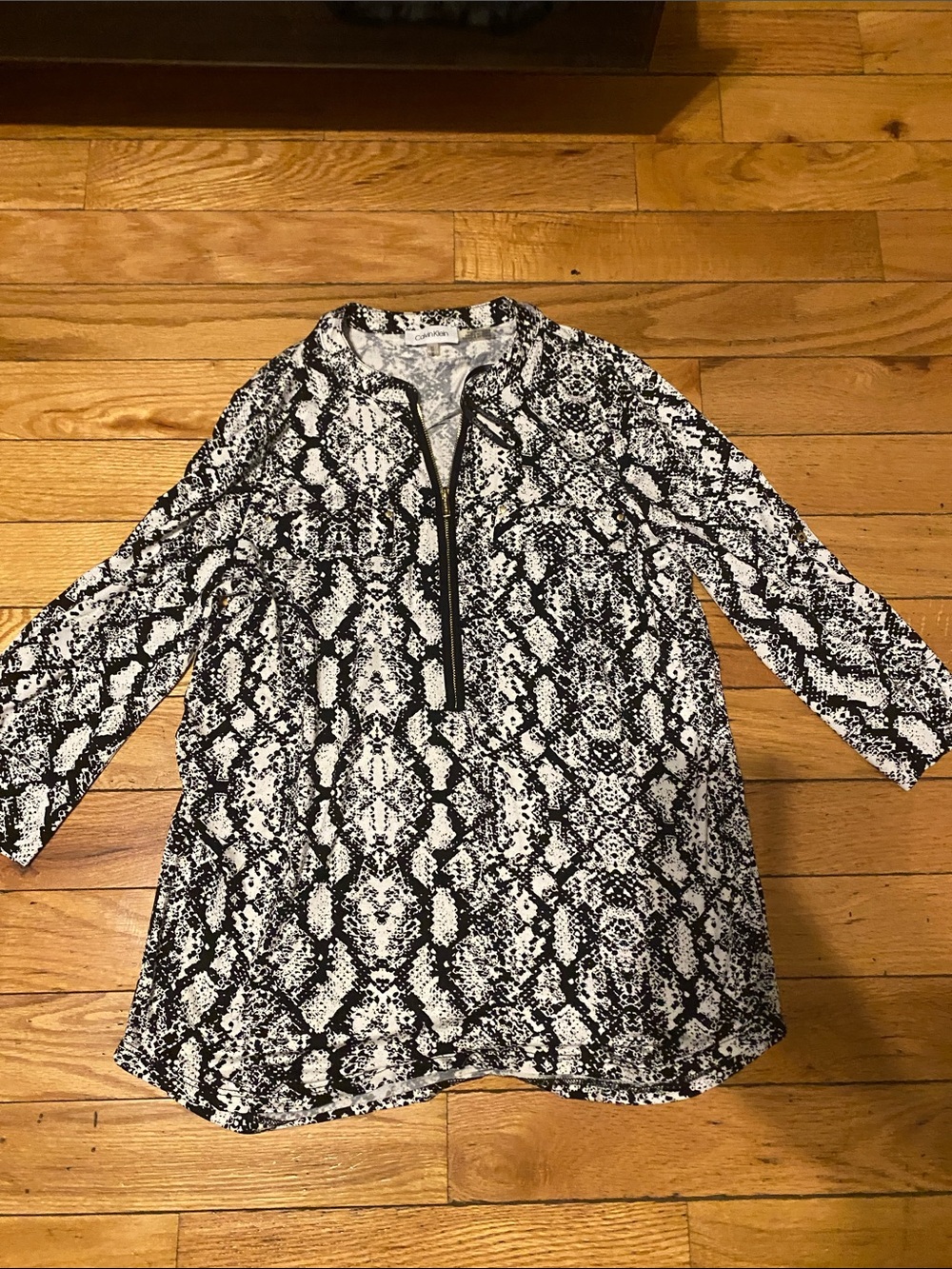 Calvin Klein Black and White Snakeskin Zip Tunic